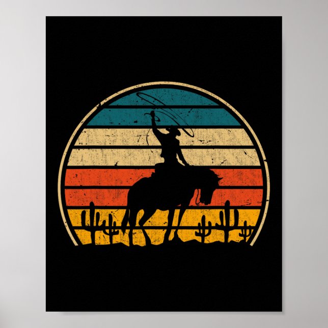 Poster Rétro équitation Rodéo Western Country Cowbo (Devant)