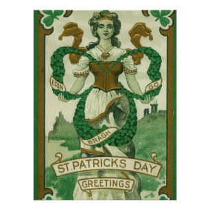 Poster Rétro - Erin Go Braugh. Saint-Patrick Jour de Fête