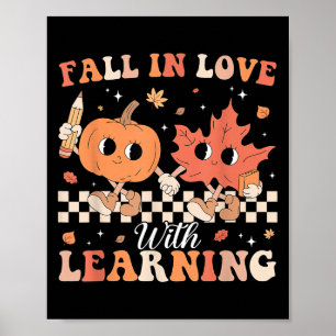 Poster Retro Fall In Love Avec Apprentissage Automne Citr