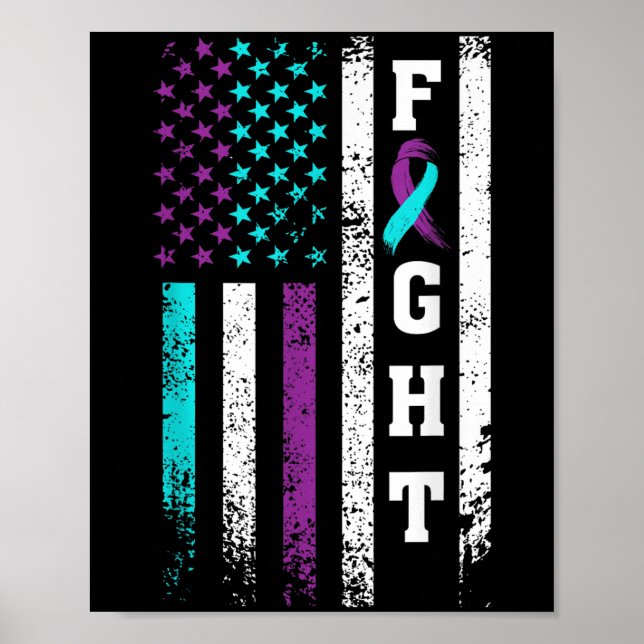 Poster Retro Fight Suicide Prevention Awareness Us Flag  (Devant)