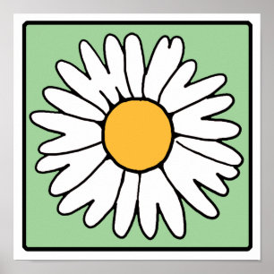 Poster Rétro fleur de jardin de ressort de marguerite de