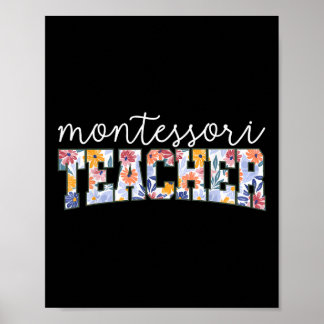 Poster Retro Floral Montessori Teacher Instructor Educato