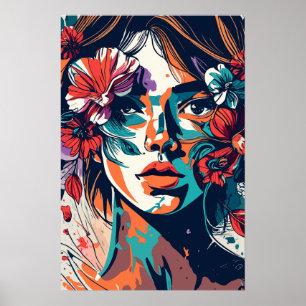 POSTER RÉTRO FLORAL RÊVE POUVOIR FILLE