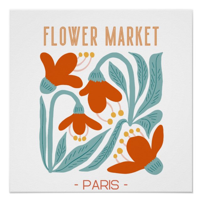 Poster Retro Flower Market Paris Wall Tapestry  (Devant)