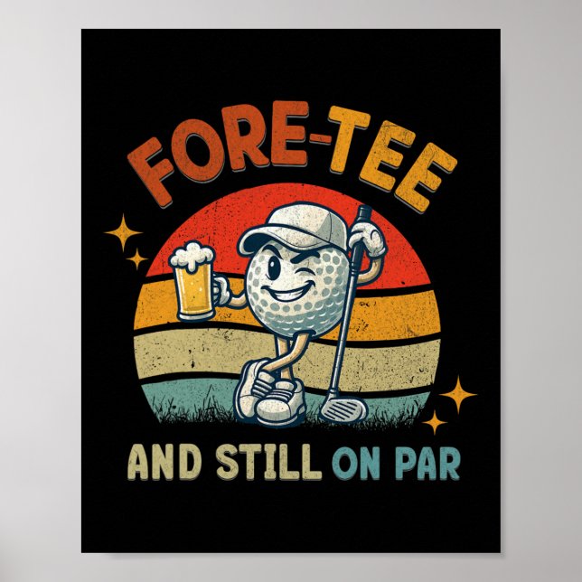 Poster Retro Fore Tee Golf Birthday Party 40th Birthday G (Devant)