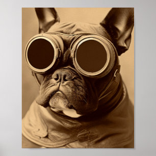 Poster Retro Frenchie Sepia