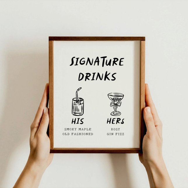 Poster Retro Fun Son et ses Signature Boissons Mariage (Créateur téléchargé)