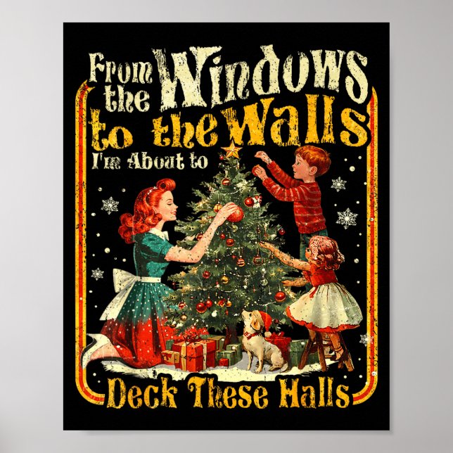 Poster Retro Funny Christmas Holiday From The Windows To  (Devant)