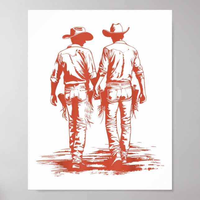 Poster Retro Funny Cowboy Gay Trans Rights Lgbt Pride  (Devant)