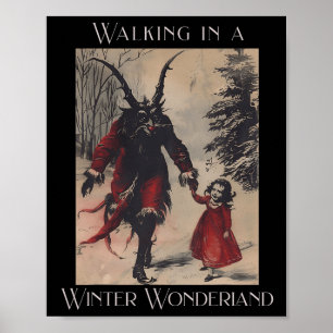 Poster Retro Funny Walking Dans Un Wonderland Merry C