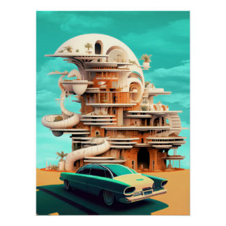 Poster Retro Future Cars Cinématique Autos Art Imprimer