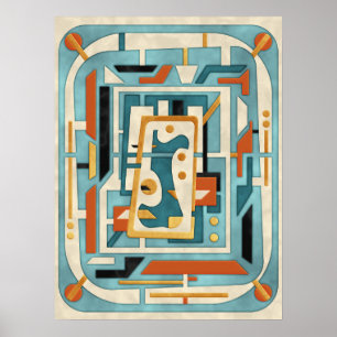Poster Rétro Futuriste Moderne du Milieu du Siècle
