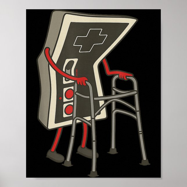 Poster Retro Gaming Controller Old Gamer With Walker Funn (Devant)