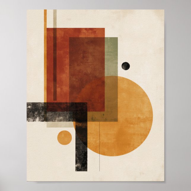Poster Retro Geometry – Minimal Wall Art in Rust Beige (Devant)