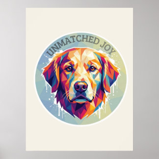 Poster Rétro Golden Retriever Géométrique - T-Shirt Pop-A
