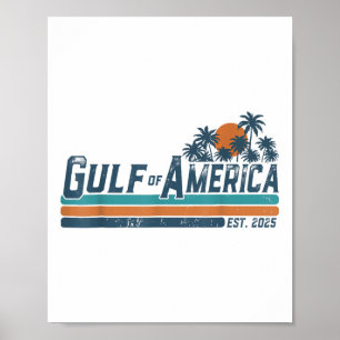 Poster Retro Golfe De Usa Amérique Est 2025 Golfe Du Mexi