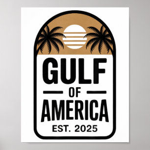 Poster Retro Golfe De Usa Amérique Est 2025 Golfe Mexique