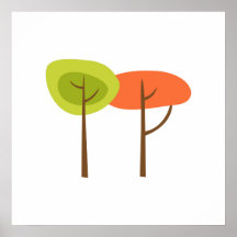 Poster Retro Green Orange Trees