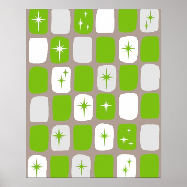 Poster Retro Green & White Starburst (Devant)