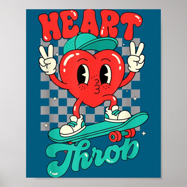 Poster Retro Groovy Heart Throb Valentines Day Toddlers B (Devant)
