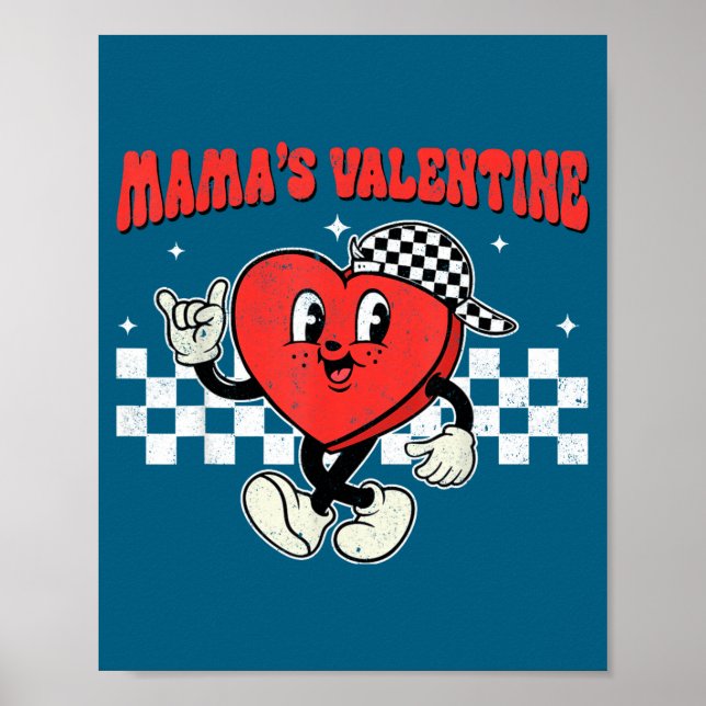 Poster Retro Groovy Heart Throb Valentines Day Toddlers B (Devant)