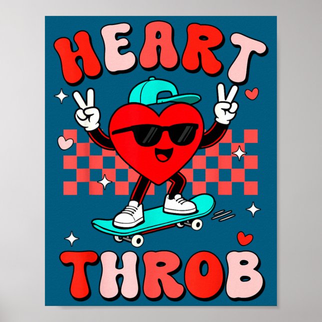 Poster Retro Groovy Heart Throb Valentines Day Toddlers B (Devant)