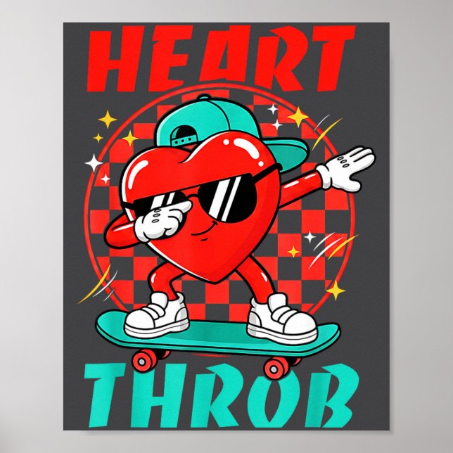 Poster Retro Groovy Heart Throb Valentines Day Toddlers B (Devant)