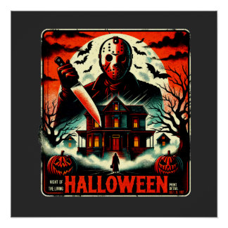 Poster Rétro Halloween Horror Night 80s Slasher Vibes