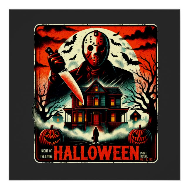Poster Rétro Halloween Horror Night 80s Slasher Vibes (Devant)