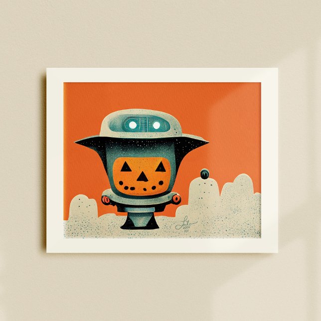 Poster Retro Halloween Robot 001 ・ Joli Kids Art (Créateur téléchargé)