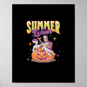 Poster Rétro Happy Summerween Drôle Monstre de Frankenste