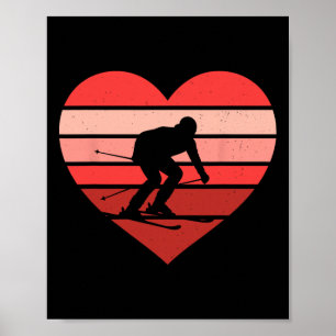 Poster Retro Heart Ski Ski Vintage Saint-Valentin Femmes