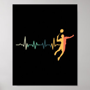 Poster Retro Heartbeat Badminton Player Shuttle Trainer R