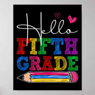 Poster Retro Hello 5e année premier jour d'école garçons