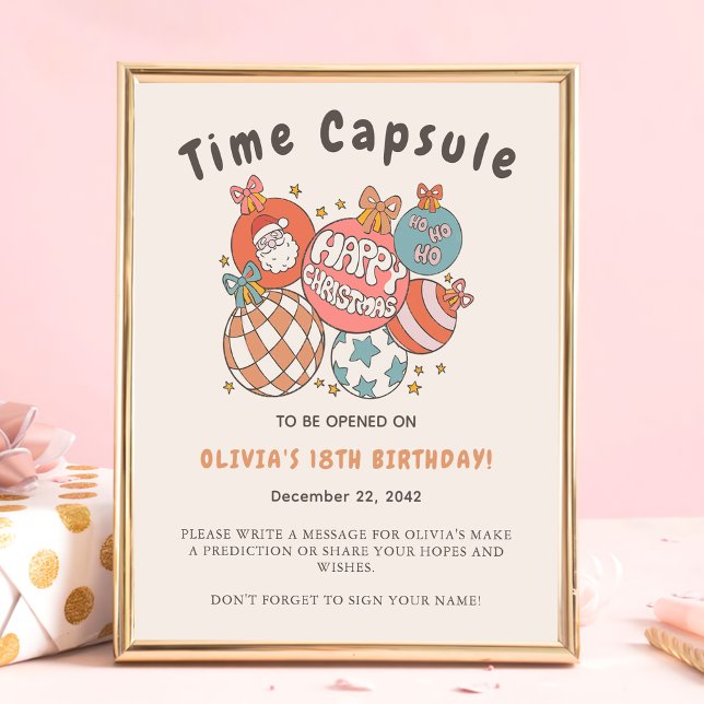 Poster Retro Hiver Père Noël Noël Anniversaire Heure Caps (Créateur téléchargé)