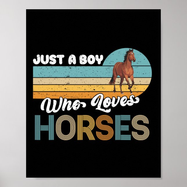 Poster Retro Horseback Riding Lover Juste Un Garçon Qui A (Devant)
