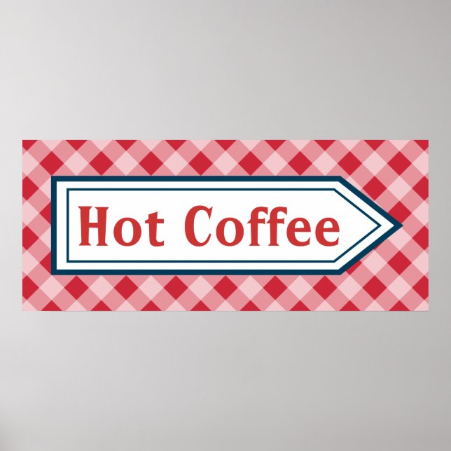 Poster Retro Hot Coffee Diner Kitchen Signet Art (Devant)