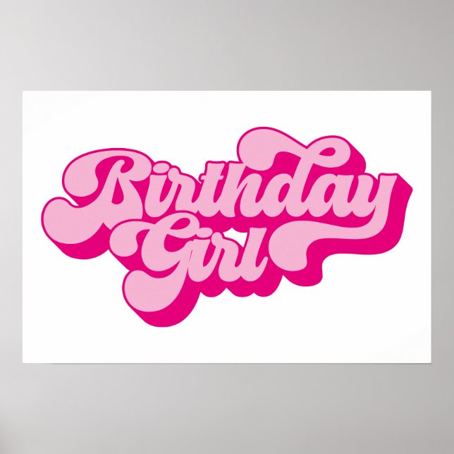 Poster Retro Hot rose fille d'anniversaire (Devant)