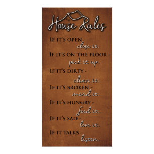 Poster Retro House Rules of Kindness on Rusty Metal