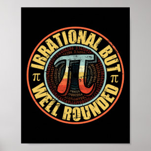 Poster Retro Irrationnel Mais Bien Arrondi Pi Day Vintage