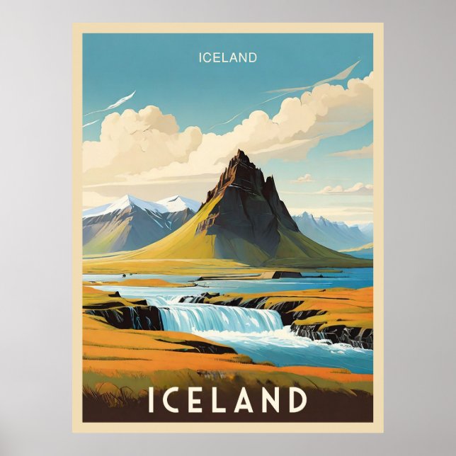 Poster Retro Islande Adventure Islande (Devant)