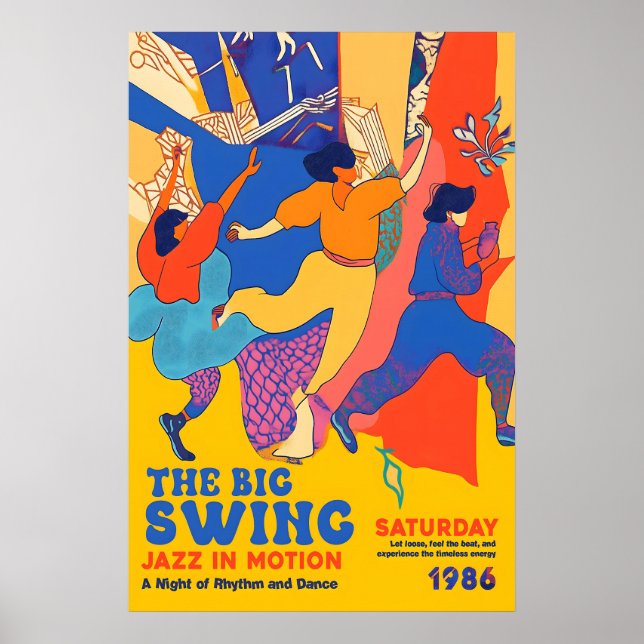 Poster Retro Jazz Dance Art Print 1986 'The Big Swing' (Devant)