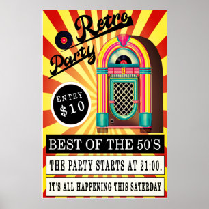 Poster retro jukebox rock and roll swing rockabilly jive