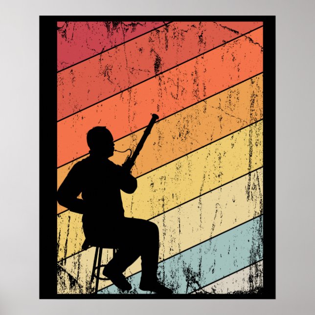 Poster Retro Lecteur Bassoon Cadeaux Jazz Musique Basson (Devant)