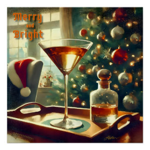 Poster Retro les années 50 Manhattan Martini Pour Père No