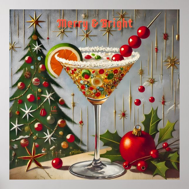 Poster Retro les années 50 Merry Bright Christmas Candy C (Devant)
