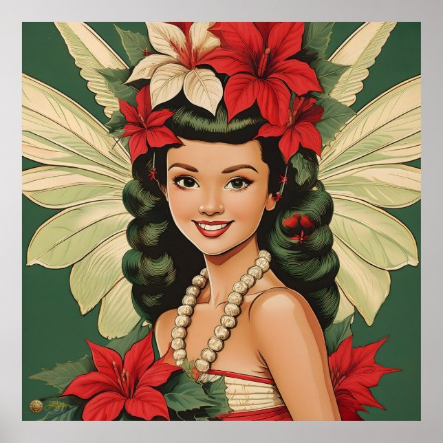 Poster Retro les années 50 Tropical Christmas Princesse (Devant)