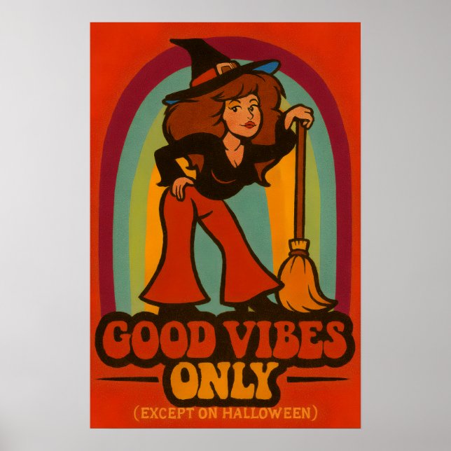 Poster Retro les années 70 Halloween Witch (Devant)