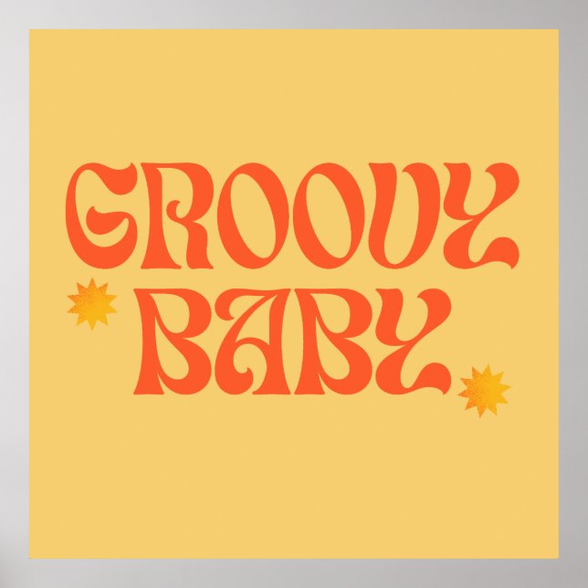 Poster Retro les années 70 moutarde Orange Hippie Super b (Devant)