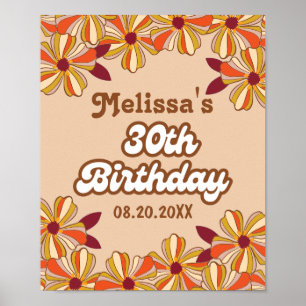 Poster Retro les années 70 Super Hippie Flower 30e annive